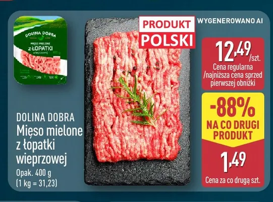 Mięso mielone z łopatki wieprzowej Dolina Dobra promocja w Aldi