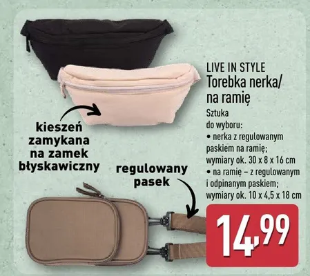 Torebka nerka/na ramię Live In Style promocja w Aldi