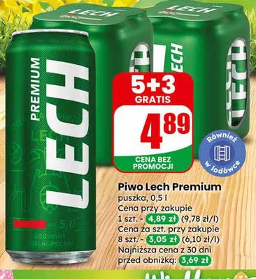 Piwo Lech Premium puszka promocja w Dino