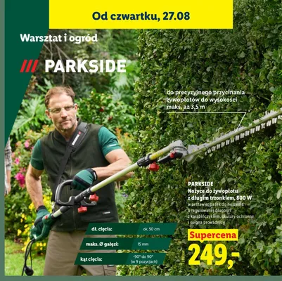 Nożyce do żywopłotu z długim trzonkiem Parkside promocja w Lidl