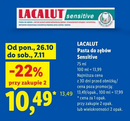 Pasta do zębów Sensitive Lacalut promocja w Lidl