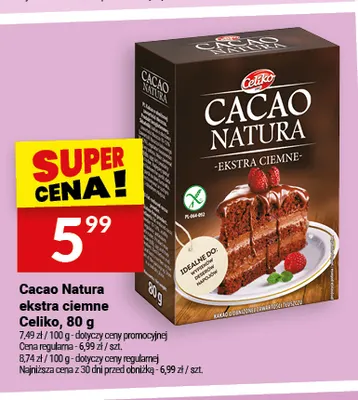 Cacao Natura ekstra ciemne Celiko promocja w Twój Market