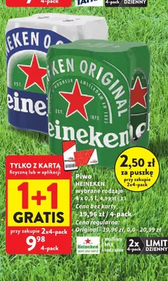 Piwo Heineken Original 4-pak 500ml promocja w Intermarche