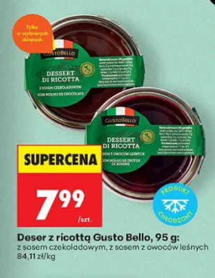Deser z ricottą Gusto Bello z sosem czekoladowym promocja w Biedronka