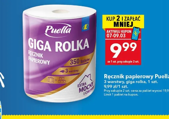 Ręcznik papierowy giga rolka, 3 warstwy promocja w LEWIATAN