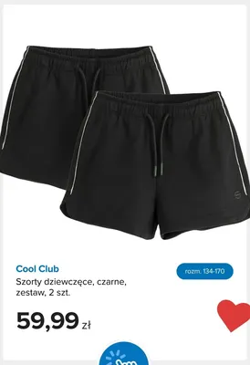 Szorty dziewczęce Cool Club czarne 2-pak promocja w Smyk
