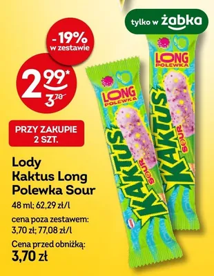 Lody Kaktus Long Polewka Sour promocja w Żabka