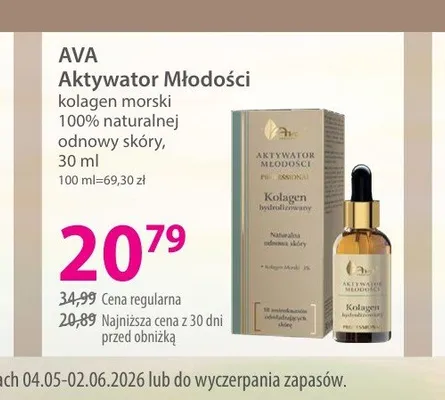 Aktywator Młodości kolagen morski 100% naturalnej odnowy skóry AVA promocja w Hebe