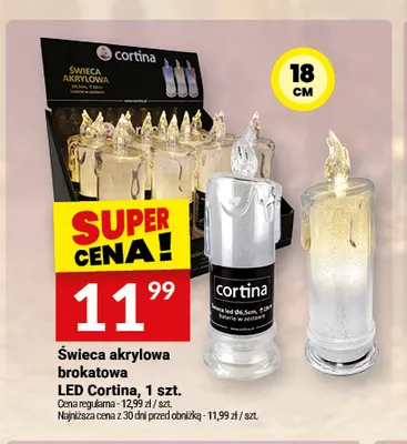 Świeca akrylowa brokatowa LED Cortina promocja w Twój Market