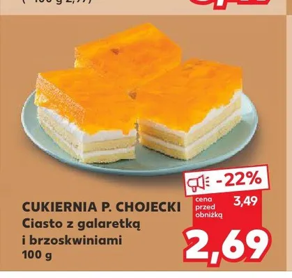 Ciasto z galaretką i brzoskwiniami Cukiernia P. Chojecki promocja w Kaufland