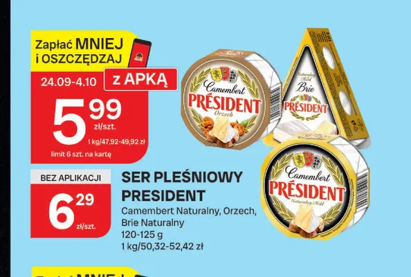 Ser pleśniowy Camembert naturalny Président promocja w Chorten