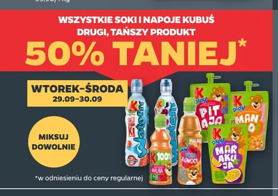 Sok malina Kubuś 100% promocja w Netto