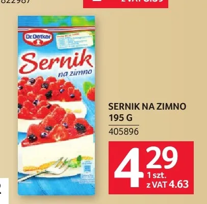 Sernik na zimno Dr. Oetker promocja w Selgros