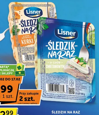 Ser topiony Śledź na raz Lisner w sosie grzybowym kurki promocja w Euro Sklep