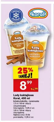 Lody koktajlowe Koral cynamonka promocja w Twój Market
