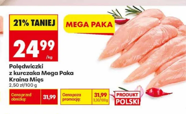 Polędwiczki z kurczaka Mega Paka Kraina Mięs promocja w Biedronka