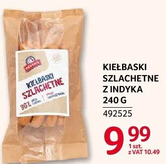 Kiełbaski szlachetne z indyka Indykpol 240 g promocja w Selgros