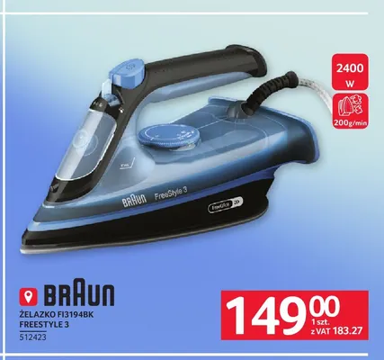 Żelazko FI3194BK FreeStyle 3 Braun promocja w Selgros