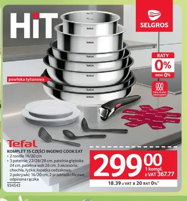 Komplet 15 części Ingenio Cook Eat Tefal promocja w Selgros