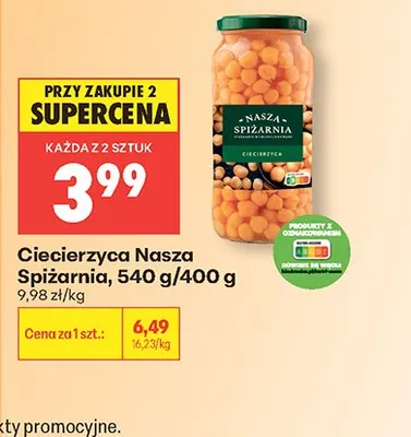 Ciecierzyca Nasza Spiżarnia 540g/400g promocja w Biedronka
