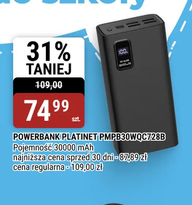 Powerbank Platinet PMPB30WQC728B promocja w bi1