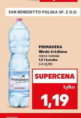 Woda źródlana niegazowana Primavera promocja w Kaufland