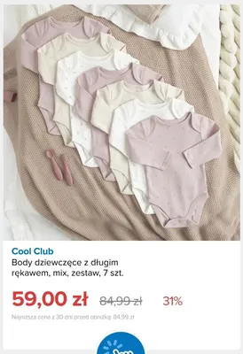 Body dziewczęce z długim rękawem mix 7-pak Cool Club promocja w Smyk