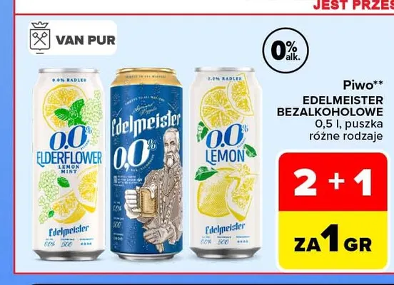 Piwo bezalkoholowe Edelmeister Lemon promocja w Carrefour Market