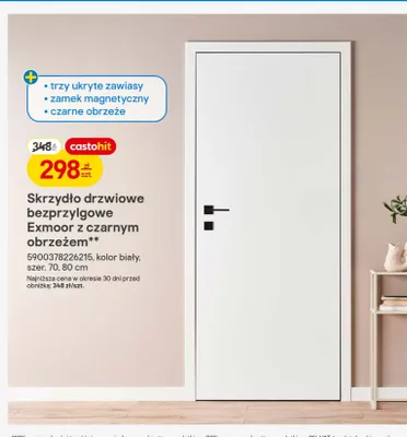 Skrzydło drzwiowe bezprzylgowe Exmoor z czarnym obrzeżem promocja w Castorama