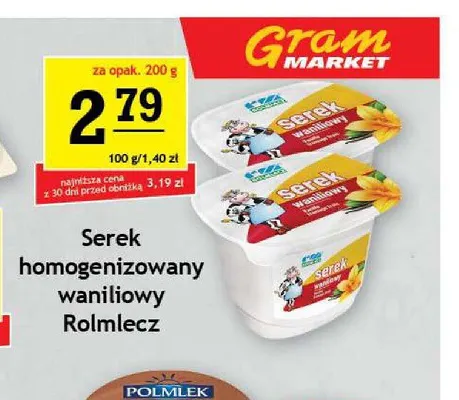 Serek homogenizowany waniliowy Rolmlecz promocja w Gram Market