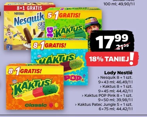 Lody Kaktus Pateć Jungle 5+1szt promocja w Netto