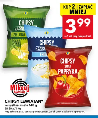 Chipsy karbowane zielona cebulka Lewiatan promocja w LEWIATAN