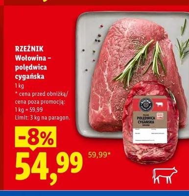 Wołowina - polędwica cygańska Rzeźnik promocja w Lidl