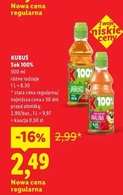 Sok 100% Kubuś promocja w Lidl