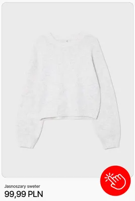 Jasnoszary sweter Cropp promocja w Cropp