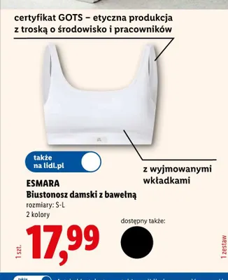 Biustonosz damski z bawełną Esmara promocja w Lidl