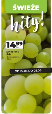 Winogrona białe bezpestkowe promocja w Odido