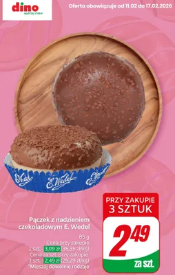 Pączek z nadzieniem czekoladowym promocja w Dino