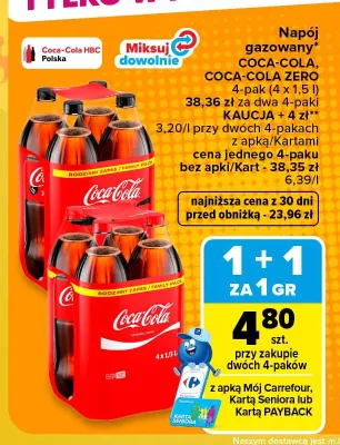 Napój gazowany Coca-Cola Zero 4-pak promocja w Carrefour