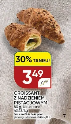 Croissant z nadzieniem pistacjowym La Lorraine promocja w Chata Polska