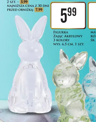 Figurka zając akrylowy 3 kolory promocja w Dino
