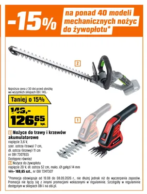 Nożyce do żywopłotu promocja w OBI
