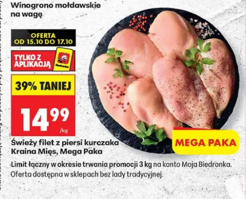 Świeży filet z piersi kurczaka Mega Paka Kraina Mięs promocja w Biedronka