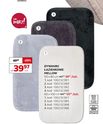 Dywaniki łazienkowe Mellow 60x100 cm promocja w Komfort