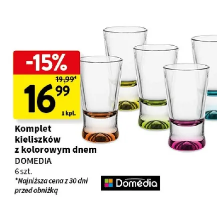 Komplet kieliszków z kolorowym dnem 6szt. promocja w Intermarche