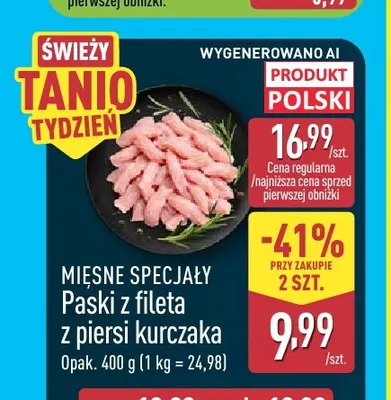 Paski z fileta z piersi kurczaka Mięsne Specjały promocja w Aldi