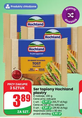 Ser topiony w plastrach Hochland promocja w Dino