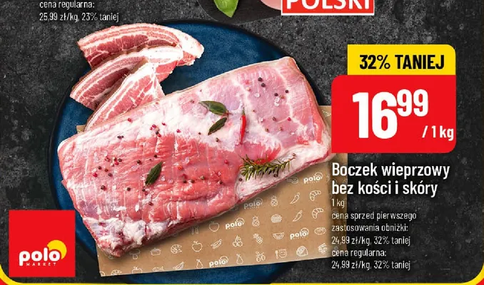 Boczek wieprzowy bez kości i skóry promocja w POLOmarket