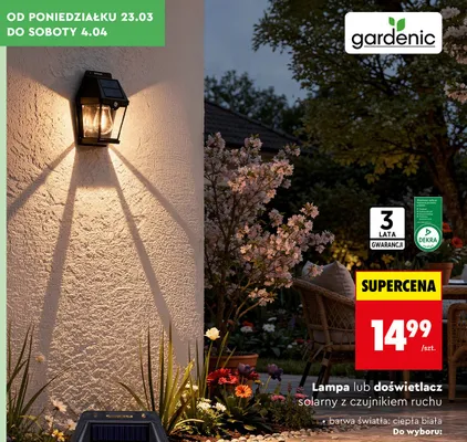 Lampa lub doświetlacz solarny z czujnikiem ruchu promocja w Biedronka
