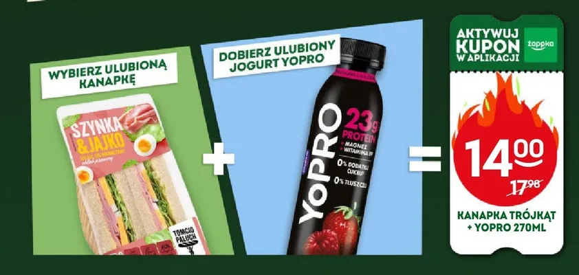 Zestaw: kanapka + jogurt Yopro promocja w Żabka